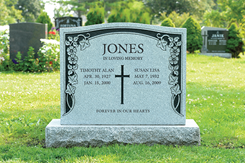 Engraved grey granite monument