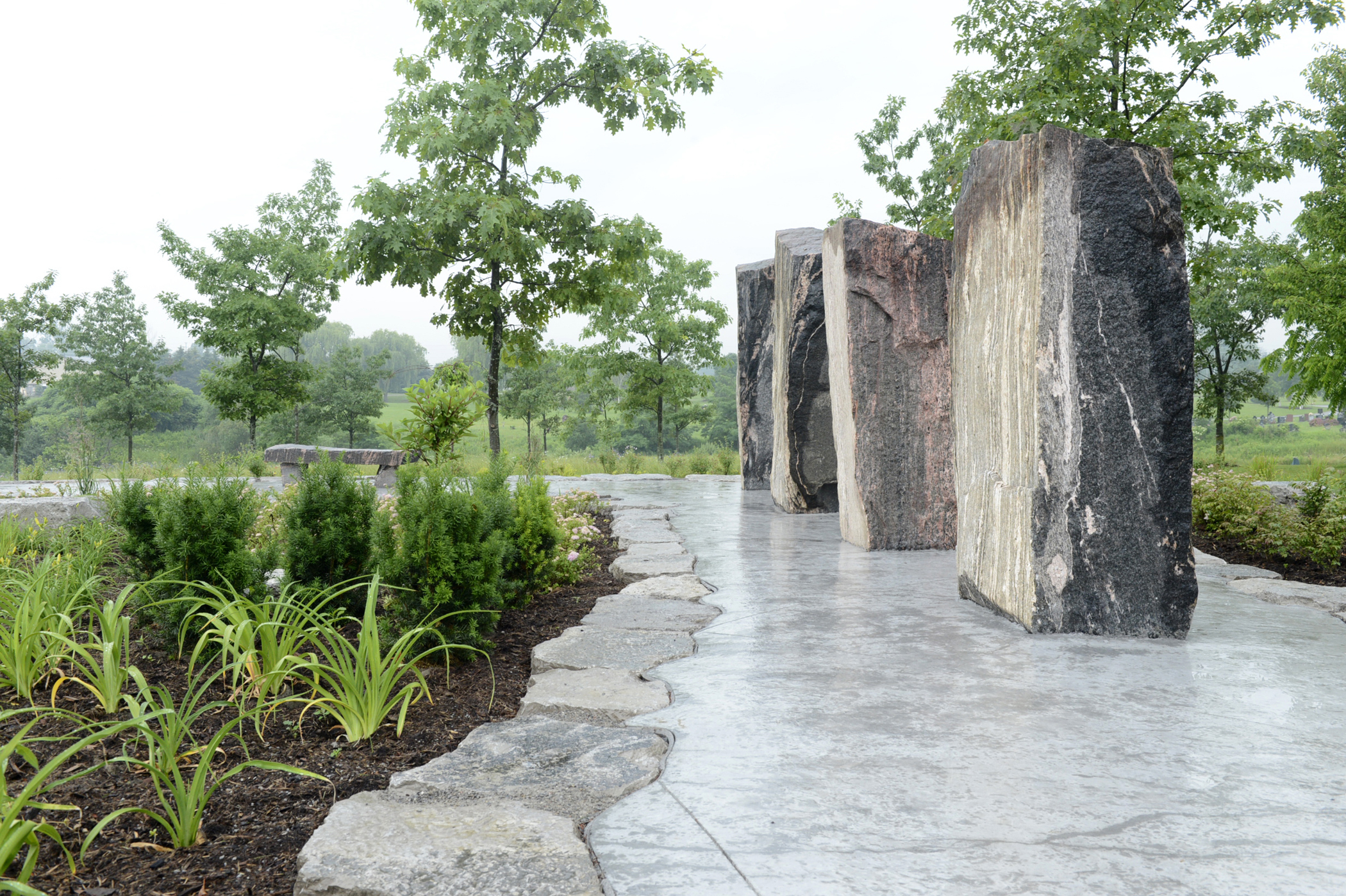 granite monoliths at the natural burial area