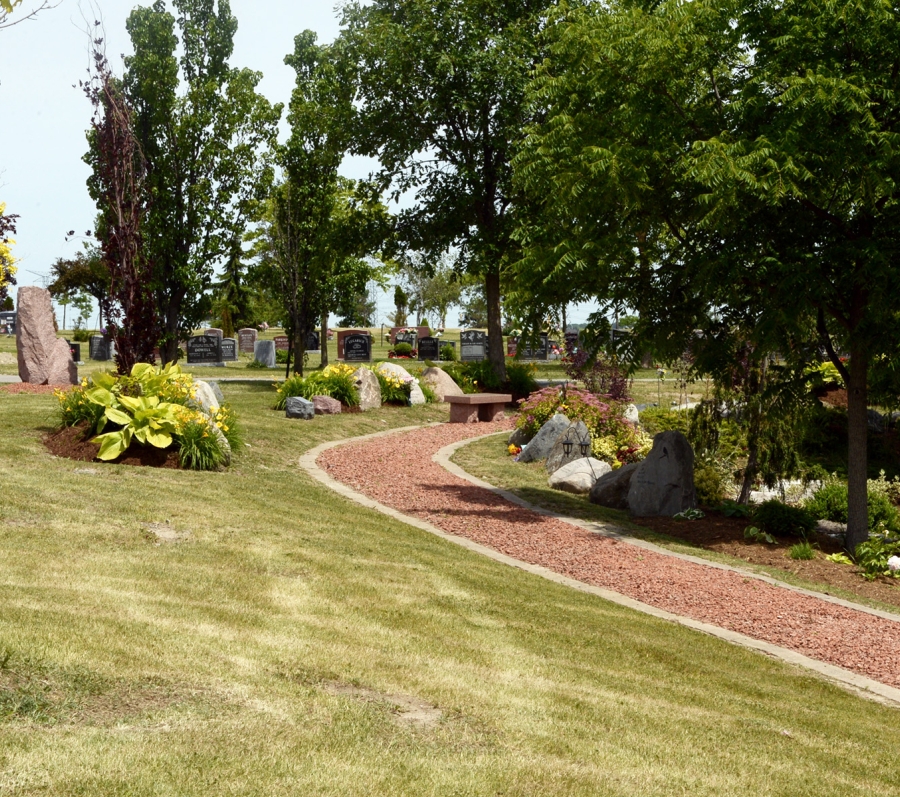 stone path through cemetery