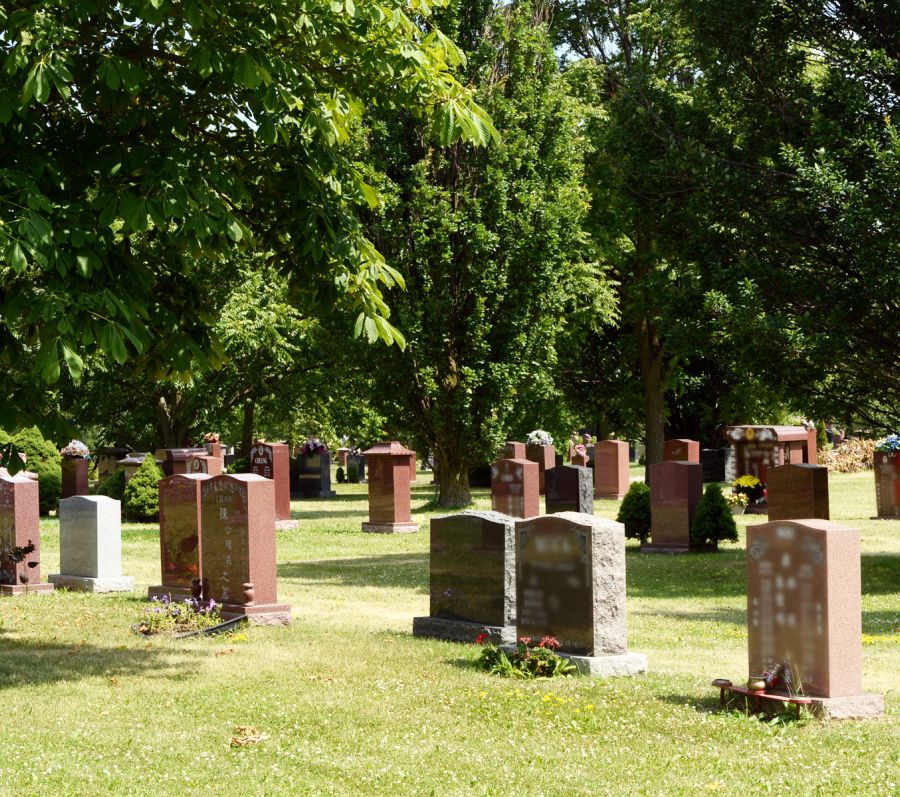 Upright markers at Elgin Mills Cemetery