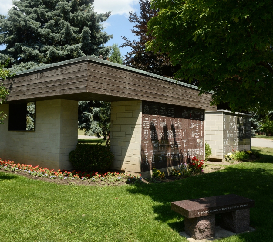 Outdoor niches at Elgin Mills Cemetery