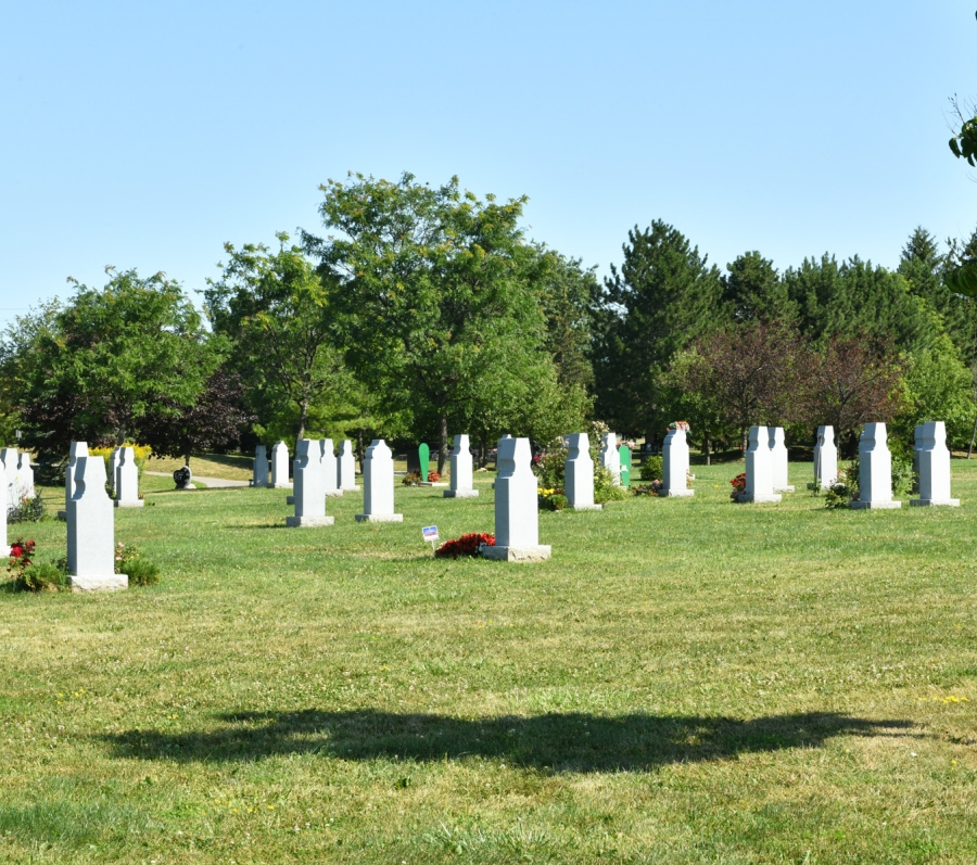 upright graves at Meadowvale Cemetery