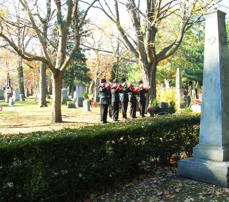 Remembrance Day service among gravestones in Toronto Necropolis