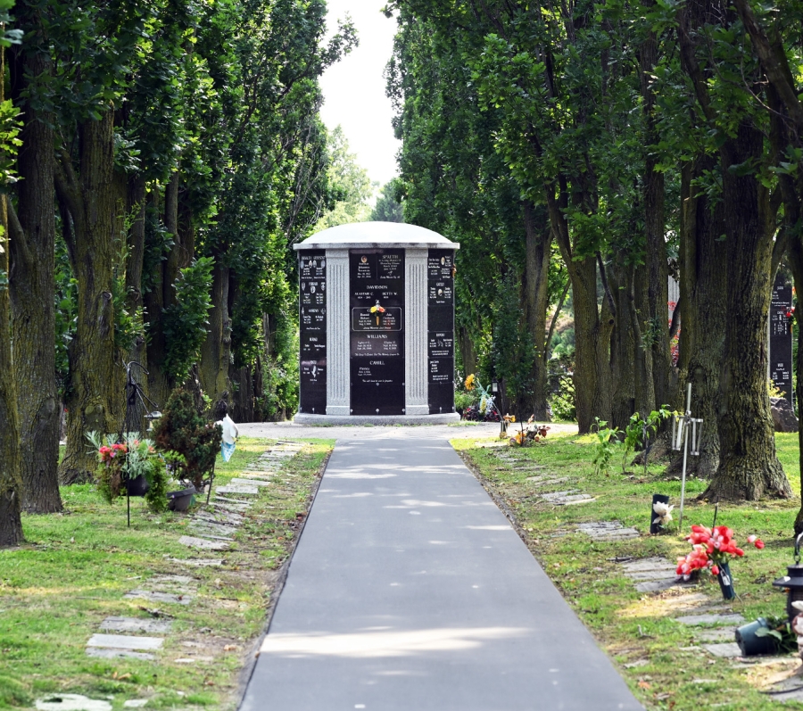 columbarium surrounded by trees