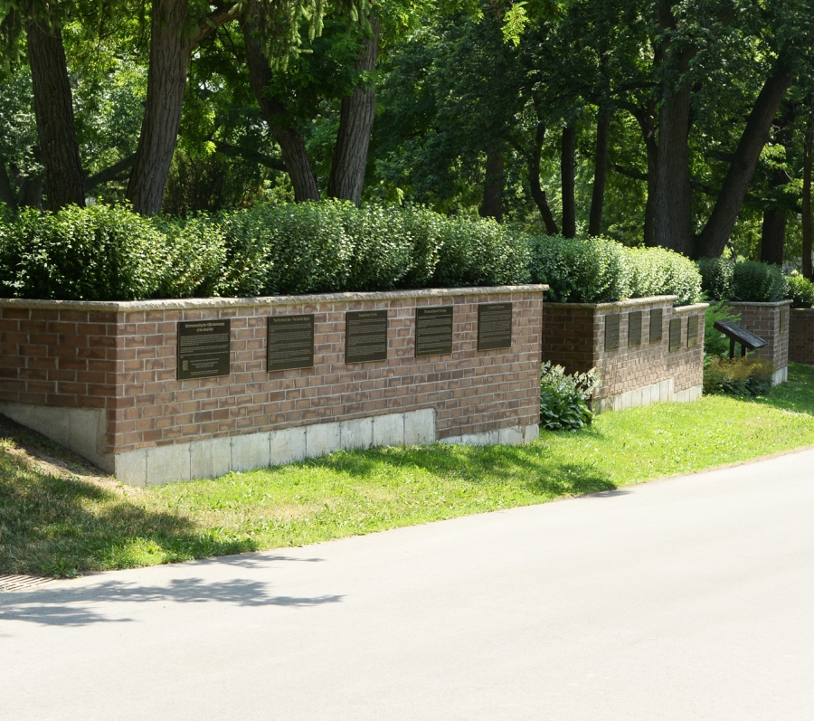 memorial wall at Prospect Cemetery