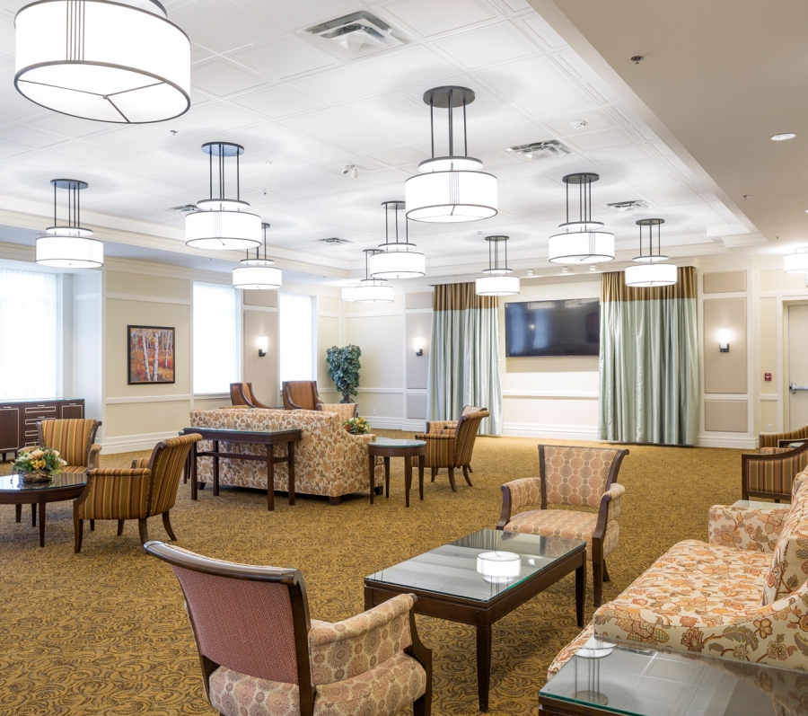 York funeral centre with tables and chairs