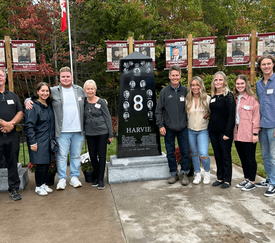 Harvie family at the harvie memorial