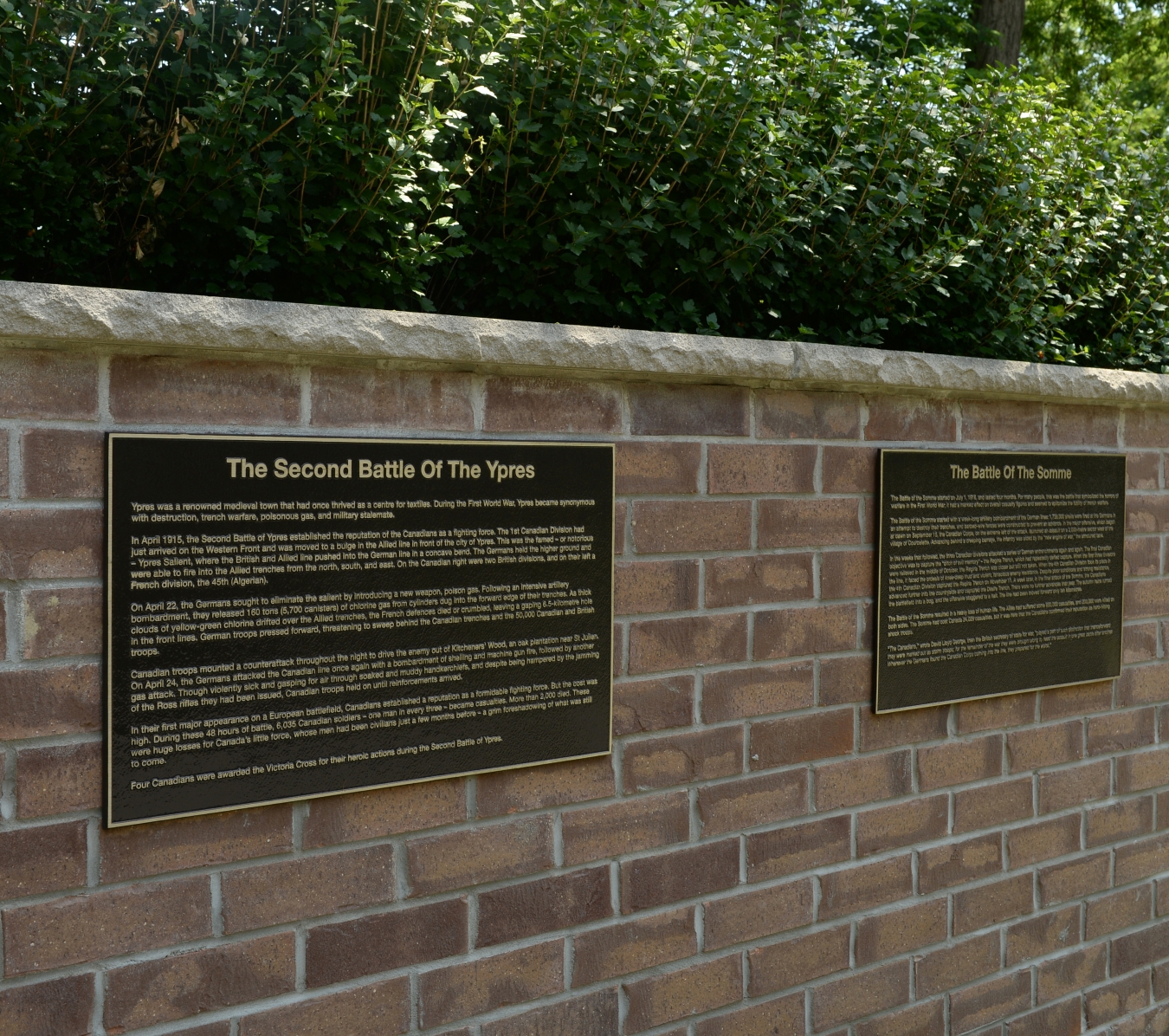 plaque of the second battle of ypres
