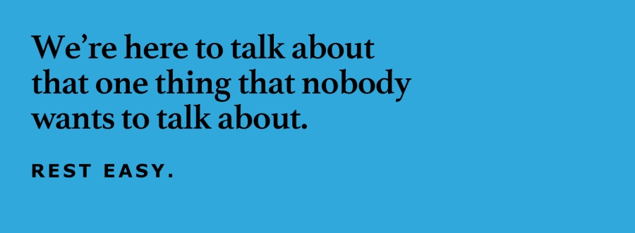 black text on blue background