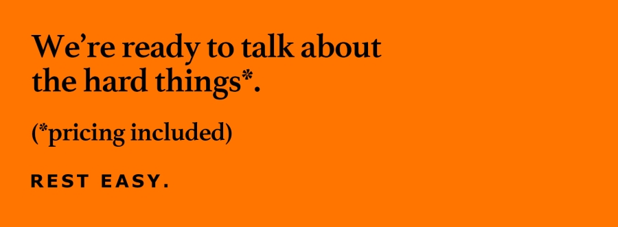 black text on orange background