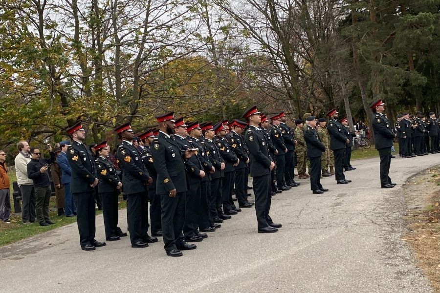 soldiers standing on guard for remembrance day
