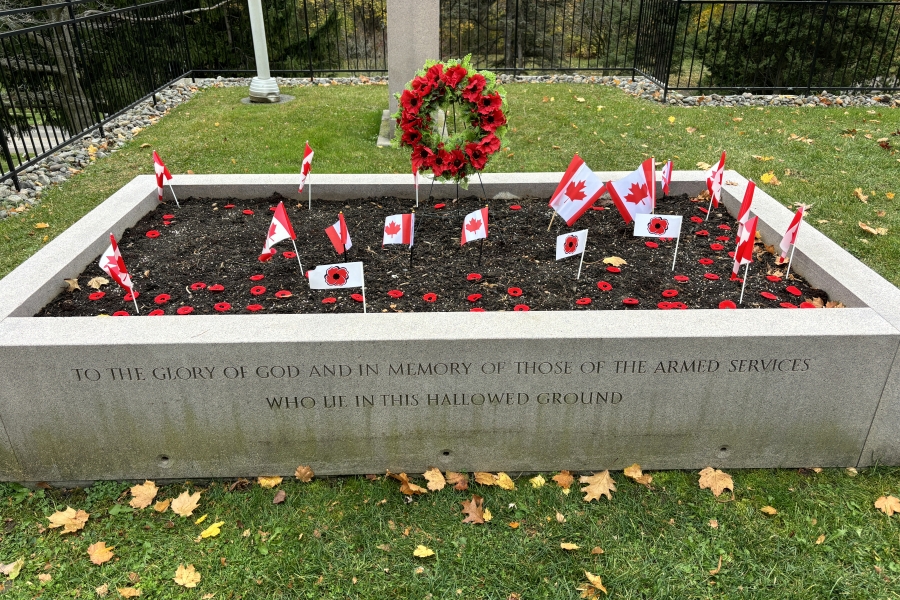 Canadians flags planted in a special box
