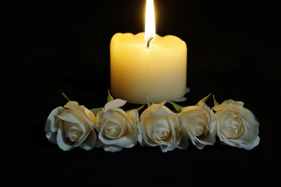 candle with flowers