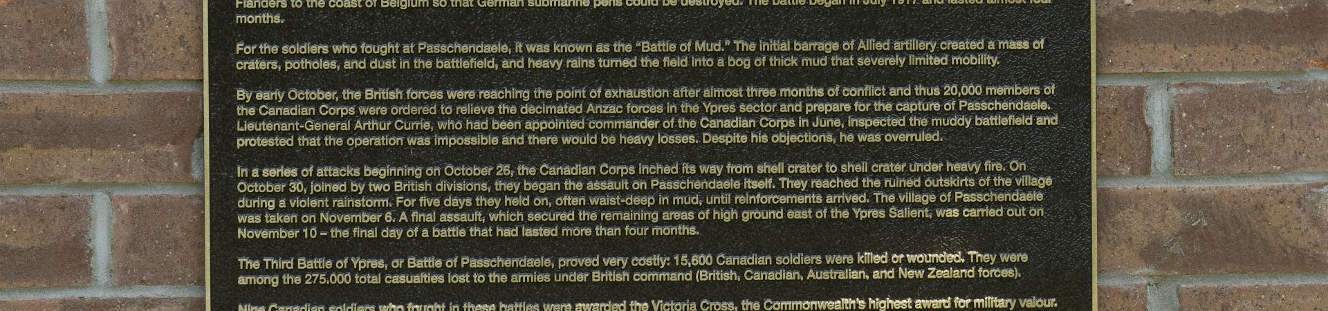 plaque of Passchendaele