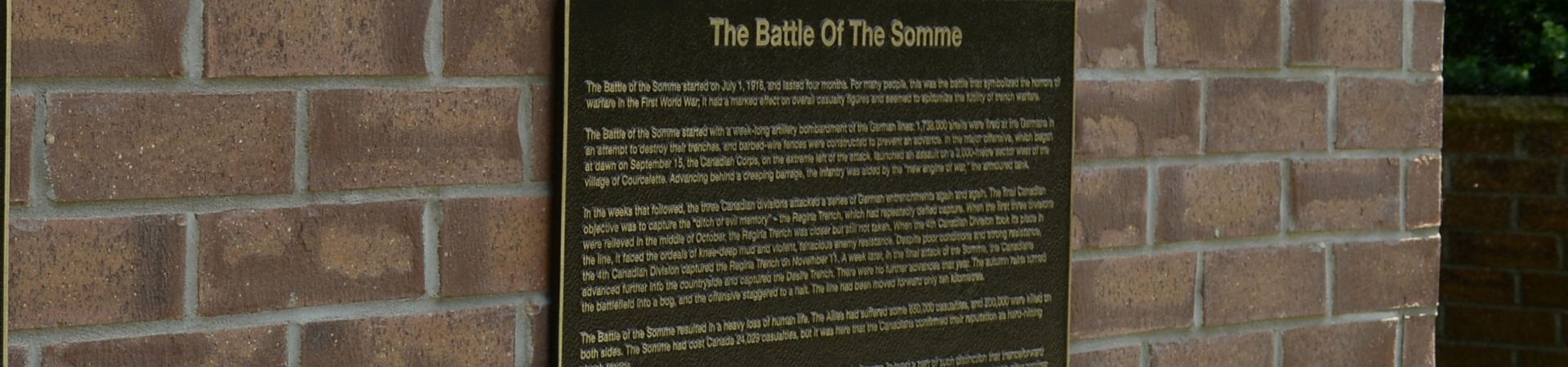 plaque of battle of the somme